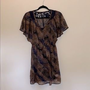 Blue/Brown pattern Skater dress